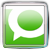 Green and white pixelated icon with gradient circle and abstract shape inside silver frame.