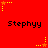 Red background with repeated 'Stephyy' text and yellow/orange star-shaped pixel art elements in a