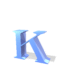 Blue 3D letter K with varying shadows and angles , some showing fragmented or rotated forms