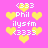 Pixelated pink background with yellow hearts and white text reading 'Phil', 'ilysfm', and '(3333)' in multiple arrangements.
