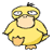 Pixelated yellow cartoon duck-like character in two sequential animation frames showing slight pose differences against white background.