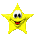 Two yellow star-shaped figures with red mouths and black eyes, one showing a white eye patch over the left eye.