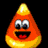 Animated candy corn with eyes and mouth, full moon with 'Happy Halloween' text, pumpkin, ghost with 'Happy Halloween' text, haunted house, ghost with 'fear me.' text.
