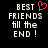 Pixelated text reads 'BEST FRIENDS till the END!' with a pink heart symbol replacing the 'O' in FRIENDS on the left side of the image.