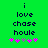 Green background with dark blue text reading 'i love chase houle' and five pink/purple asterisks below, showing two animation states where the third asterisk changes from purple to pink.