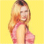 Pixelated image of a person with long light brown hair wearing pink clothing against a solid yellow background.