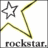 A static pixelated icon features a gray star outline, a yellow-green arrow-like line, and the text 'rockstar.' in lowercase on a white background.