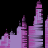 Animated sequence showing a gray and blue Batmobile driving through a purple cityscape with 'BATMAN' text in yellow on black at bottom right.