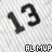 four and four displays identical black '13' numerals on a light gray textured background, with blue text below each numeral