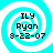 Four identical cyan and white spiral-patterned icons with black text reading ILY Ryan 8-22-07 arranged in a