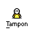 Pixelated character in yellow shirt with white face and black outline, shown in multiple poses with varying arm positions and facial expressions, each labeled "Tampon" below.
