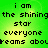 Green background with pixelated text reading 'i am the shining star everyone dreams about' in four repeated sections.