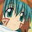 Anime-style character with teal hair and brown hat in three views: close-up, side profile, holding mirror.