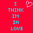 Red background with cyan text reading 'I THINK IM IN LOVE' and a pink pixelated heart symbol above the text.