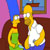 Two pixelated cartoon characters embrace in a room with pink and blue walls, one wearing green and yellow clothing, the other in white and blue.