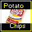 Pixelated image of a potato chip bag with 'Potato' text above and 'Chips' below, framed by yellow border.