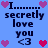 Blue background with repeated text "I...... secretly love you <3" and heart symbols in pink and red, arranged in a pattern