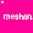 A bright pink background with repeated white text 'meghan' and scattered white stars, partially cropped on the right side.