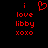 Red pixelated text and a heart symbol on black background, with 'i love libby xoxo' repeated in two