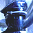 A 48x48 pixel buddy icon split into two frames showing a blue-toned character silhouette on the left and red text reading "HELL BOY 4.2.04" on the right, with visible pixelation and dithering effects.