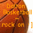 Pixelated orange basketball with yellow text reading 'Bolton Basketball - rock on ]' overlaid, showing partial right edge cropping.