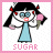 Animated contact sheet of a pixel art character holding pink flowers with changing text labels below, displayed on a gray background.