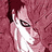 Pixelated image of a figure with dark hair and white clothing against a pinkish-red background, showing partial facial features including an eye.