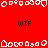 Red background with white pixelated shapes and black 'WTF' text repeated across the image.