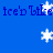 Blue background with repeated text 'ice'd bike' and white snowflake icons scattered across the image.