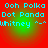 Pixelated text on red background with green gradient center, displaying 'Ooh Polka', 'Dot Panda', and 'Whitney ~-' in cyan block letters.
