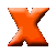 Three orange X-shaped icons with gradient shading and pixelated edges arranged in a on gray background