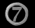 Animated silver circular icon with number 7, showing rotation and perspective changes