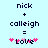 Pixel art displays 'nick + colleigh = love' with pink hearts, showing two states where heart positions shift slightly.