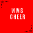 Red background with repeating white text "WMS CHEER" and black star icons in corners, some stars have red dots.