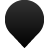 Solid black pin-shaped icon with rounded top and pointed bottom on light gray background.