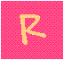 Animated sequence of pixelated 'R' letters in various colors and sizes against different backgrounds.