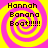 Four identical display a yellow and pink spiral background with black text reading "Hannah Banana Boat!!!!!!" in pixelated font
