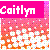 Pixelated image with bright pink header displaying 'Caitlyn' in white block letters above a gradient background of pink to orange with scattered multicolored pixels.