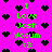 Pixelated green text on bright pink background with scattered black heart icons, displaying 'I Love Josh Yocum' and 'G3' in a repeating pattern.