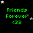 Green text 'Friends Forever <33' on black background with white and gray stars, stars shift position across frames.
