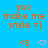 Blue background with repeated orange text "you make me smile =]" and pink heart symbols, arranged in a pattern with a gray rectangle in the bottom-right corner