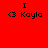 Red and white pixelated icon with repeated 'I' text above '<3 Kayla' in black, featuring three distinct background color arrangements across observations.