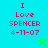Pixelated text reads "I Love SPENCER 4-11-07" on cyan and green backgrounds with a small star icon.