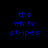 Four display blue pixelated text 'the white stripes' on black backgrounds with varying white rectangular overlays
