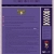 Pixelated purple interface with central yellow-green square and vertical sidebar elements