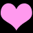 Two pink heart shapes side-by-side on a black background, with the left heart slightly larger and positioned to overlap the right heart's upper-left edge.