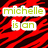 Red and black tiger-stripe background with green pixelated text reading "michelle is an asshole zebra" in four separate white rectangular boxes.