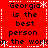 Red background with white dotted lines and asterisks forming a , black text repeating "Georgia is the best person in the world" across four quadrants