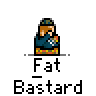 Animated contact sheet of a pixel art character with repeated text labels, showing 18 frames arranged in a 5x4 grid on gray background.