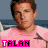 A contact sheet of five animated frames showing a person in a pink shirt with the text "TALAN" at the bottom, displayed on a gray background.